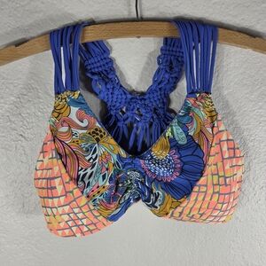 Maaji Psychodelic Twist Back Multicolor Swim Bra Size S V-Neck